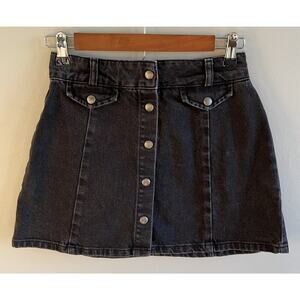 BDG Urban Outfitters Sadie Button Front Black Denim Skirt Size XS Cotton Women